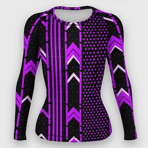 Женский рашгард Фиолетовые обои на чёрном фоне / 3D-принт – фото 1