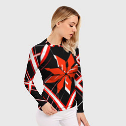 Рашгард женский Красно-белая звезда и полосы на чёрном фоне, цвет: 3D-принт — фото 2