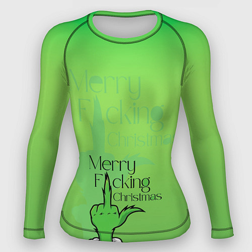 Женский рашгард Гринч merry fucking christmas / 3D-принт – фото 1
