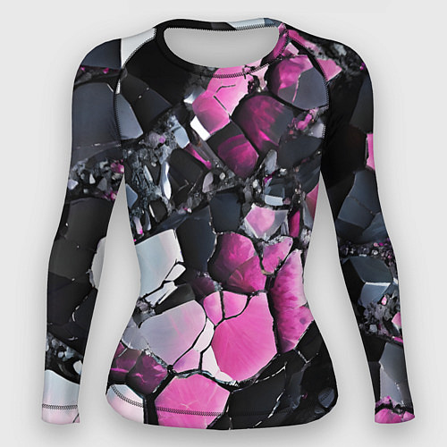 Женский рашгард Чёрно-розовый камень / 3D-принт – фото 1