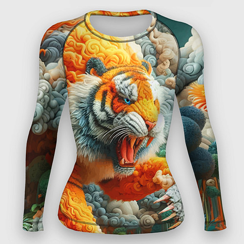 Женский рашгард Сказочный облачный тигр - нейроарт фантазия / 3D-принт – фото 1