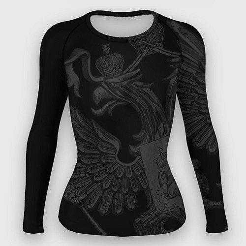 Женский рашгард Герб России - черный минимализм / 3D-принт – фото 1