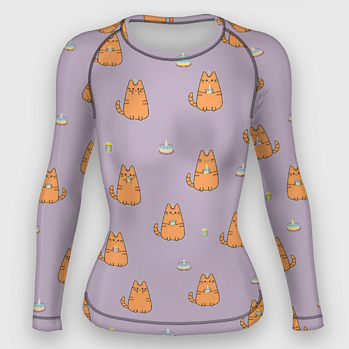 Женский рашгард Праздничный кот Рыжинс / 3D-принт – фото 1