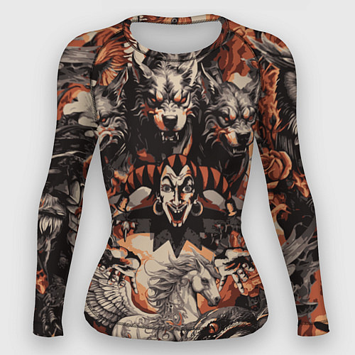 Женский рашгард Логотип король и шут на фоне мифических животных / 3D-принт – фото 1