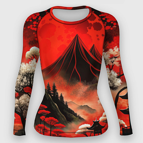 Женский рашгард Япония природа в красном цвете / 3D-принт – фото 1