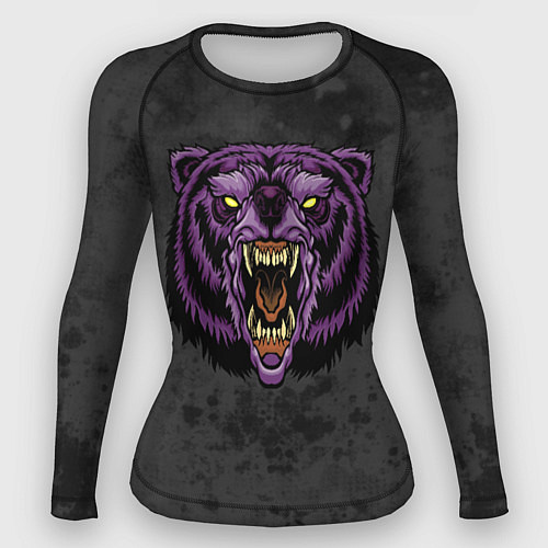 Женский рашгард Фиолетовый медведь на темном фоне / 3D-принт – фото 1