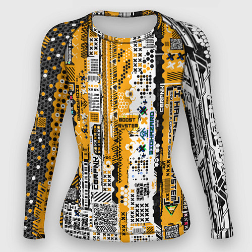 Женский рашгард Cyberpunk pattern yellow / 3D-принт – фото 1