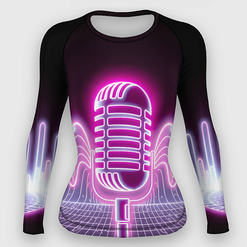 Женский рашгард Розовый неоновый микрофон / 3D-принт – фото 1