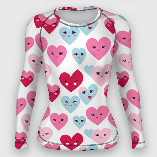 Женский рашгард Сердечки-смайлики / 3D-принт – фото 1