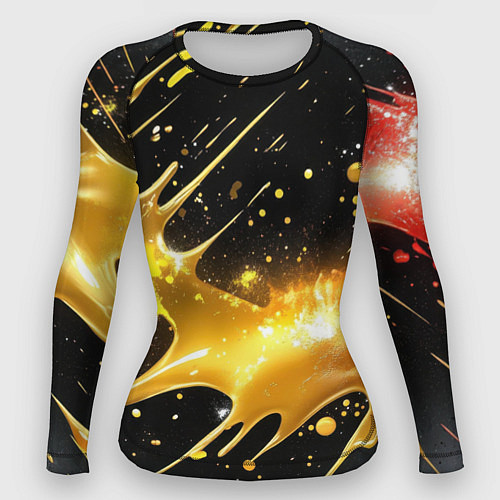 Женский рашгард Оранжевая краска на черном / 3D-принт – фото 1