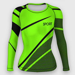 Женский рашгард Sport ярко-зелёный с чёрным точечный