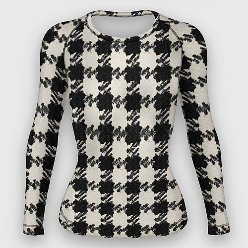 Женский рашгард Черно белая гусиная лапка / 3D-принт – фото 1