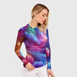 Рашгард женский Neon space fantasy, цвет: 3D-принт — фото 2
