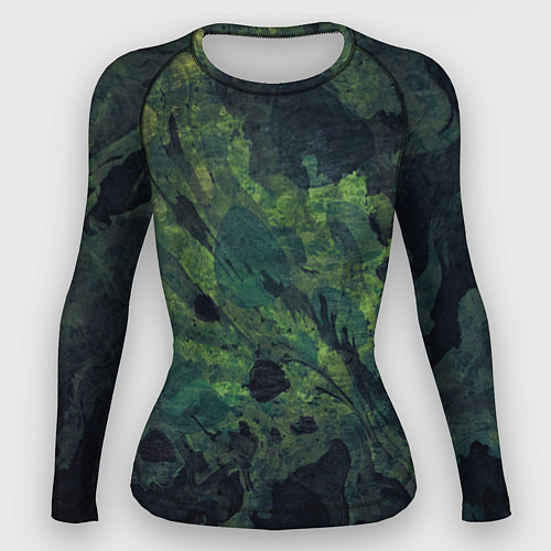 Женский рашгард Абстракция - green camouflage background / 3D-принт – фото 1