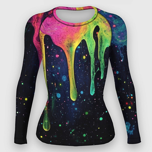 Женский рашгард Разноцветные потеки краски / 3D-принт – фото 1