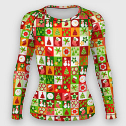 Рашгард женский Новогодние снеговики и снежные бабы, цвет: 3D-принт