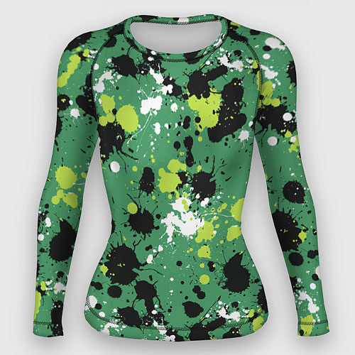 Женский рашгард Кляксы на зелёном / 3D-принт – фото 1
