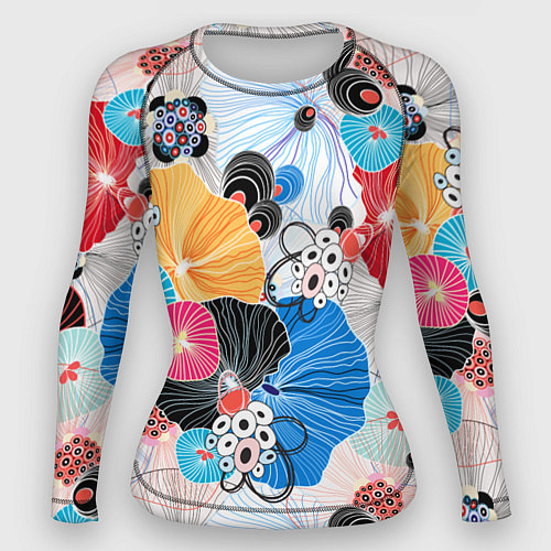 Женский рашгард Цветы - абстрактные узоры / 3D-принт – фото 1
