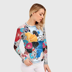 Рашгард женский Цветы - абстрактные узоры, цвет: 3D-принт — фото 2