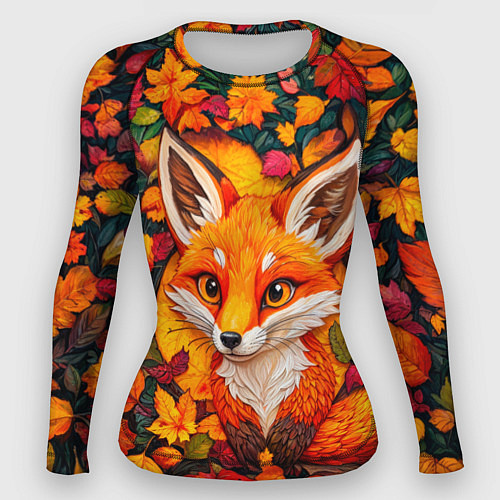 Женский рашгард Лисенок в осенних листьях / 3D-принт – фото 1
