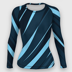 Рашгард женский Тёмный бирюзовый контрастные полосы, цвет: 3D-принт