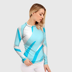 Рашгард женский Белый с голубым абстракция, цвет: 3D-принт — фото 2