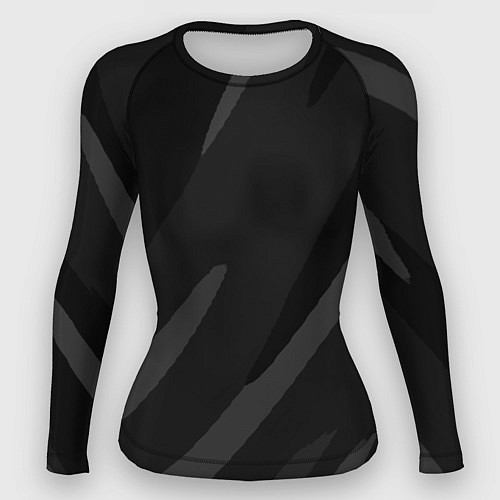 Женский рашгард Чёрно-серый абстрактный полосы / 3D-принт – фото 1