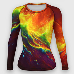 Рашгард женский Абстрактные волны с огнем, цвет: 3D-принт