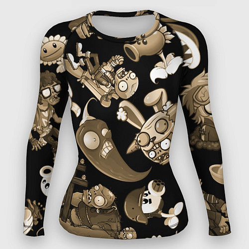 Женский рашгард Растения против зомби в бежевом цвете / 3D-принт – фото 1