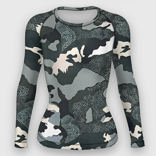 Женский рашгард Темно зеленый камуфляж / 3D-принт – фото 1