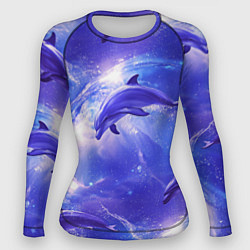 Рашгард женский Дельфины в волшебном море паттерн, цвет: 3D-принт