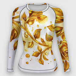 Женский рашгард Золотые листья на белом