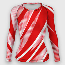 Женский рашгард Красно-белый абстракция с полосами