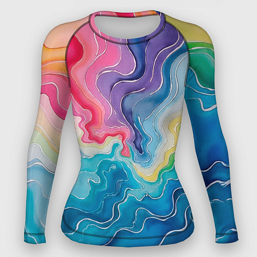 Женский рашгард Абстрактные волны в мраморном стиле / 3D-принт – фото 1