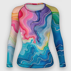 Женский рашгард Абстрактные волны в мраморном стиле