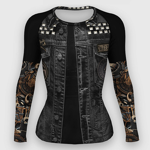 Женский рашгард Джинсовка с славянским викингом и татуировками / 3D-принт – фото 1