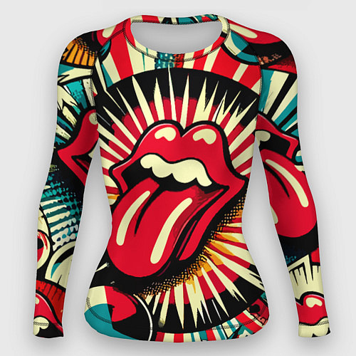 Женский рашгард Logo of the Rolling Stones - pop art / 3D-принт – фото 1