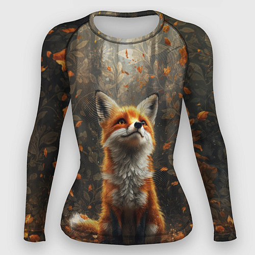 Женский рашгард Довольный лис в лесной чаще / 3D-принт – фото 1