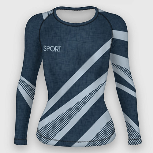 Женский рашгард Sport синий текстурный с полосами / 3D-принт – фото 1