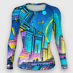 Рашгард женский Космический город, цвет: 3D-принт