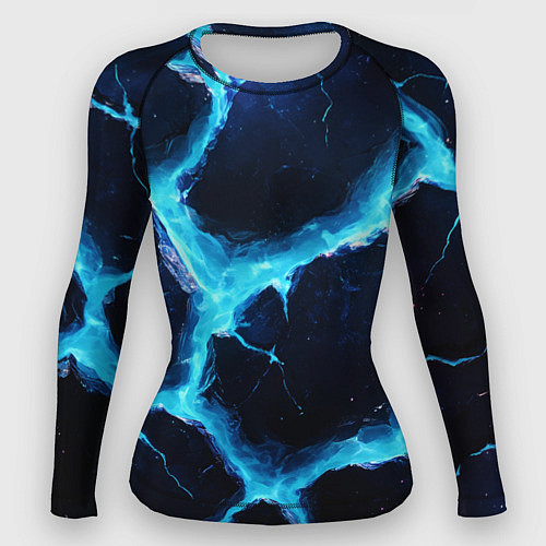 Женский рашгард Голубая потертая текстура с разломом / 3D-принт – фото 1