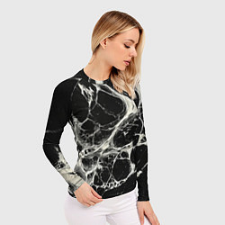 Рашгард женский Бело-черная потертая текстура, цвет: 3D-принт — фото 2