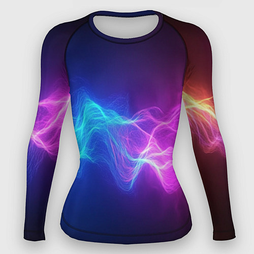 Женский рашгард Звуковая волна неоновый узор / 3D-принт – фото 1