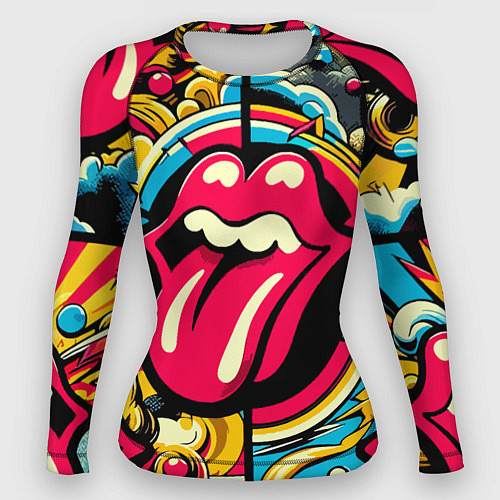 Женский рашгард Rolling Stones logo - pop art pattern / 3D-принт – фото 1