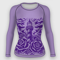 Рашгард женский Маяк с розами и корабли, цвет: 3D-принт