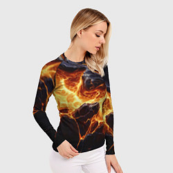 Рашгард женский Золотая лава текстура, цвет: 3D-принт — фото 2