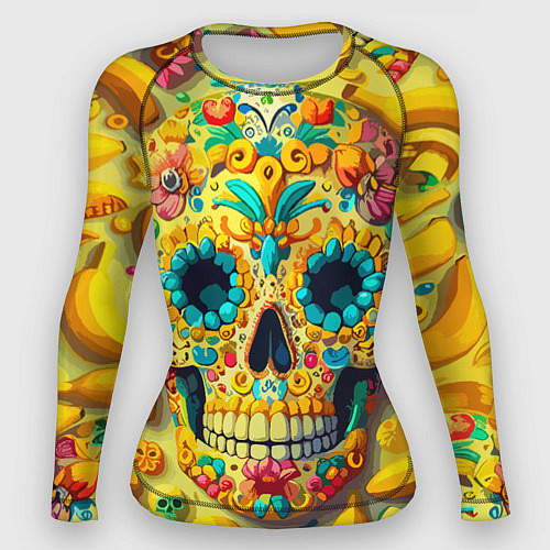 Женский рашгард Красочный летний паттерн с черепом - нейроарт / 3D-принт – фото 1