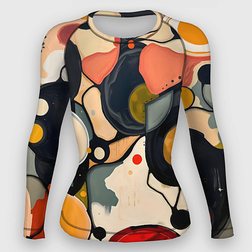 Женский рашгард Абстракция с кругами и краской / 3D-принт – фото 1