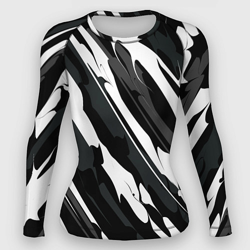 Женский рашгард Разводы белым на черном / 3D-принт – фото 1