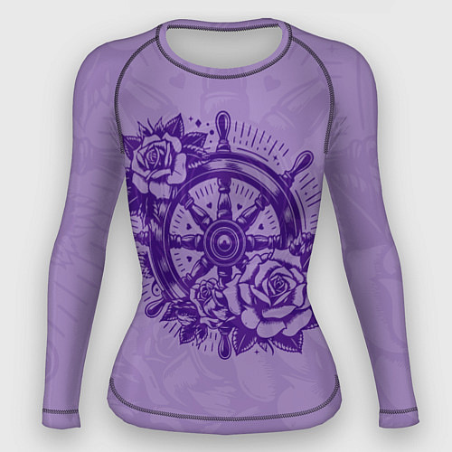 Женский рашгард Штурвал в розах / 3D-принт – фото 1
